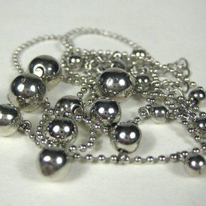 Necklace Ball Chain  21 Inch Jewelry Silvertone Beaded Adjustable Floating